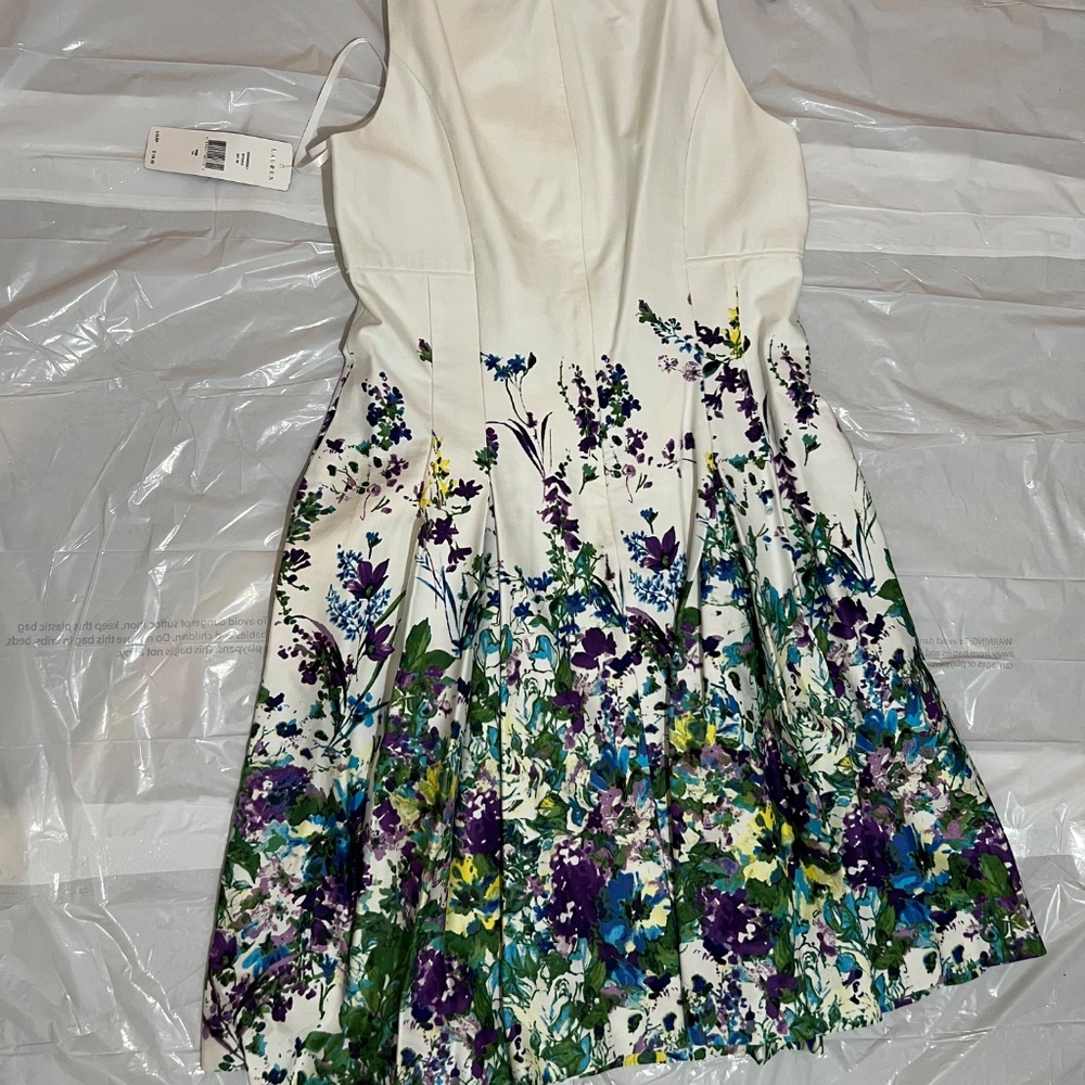 NWT Lauren Ralph Lauren Women’s Floral Fit & Flare Dress White Multi Size 14 - Picture 2 of 15